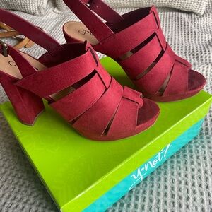 Y NOT red suede heels